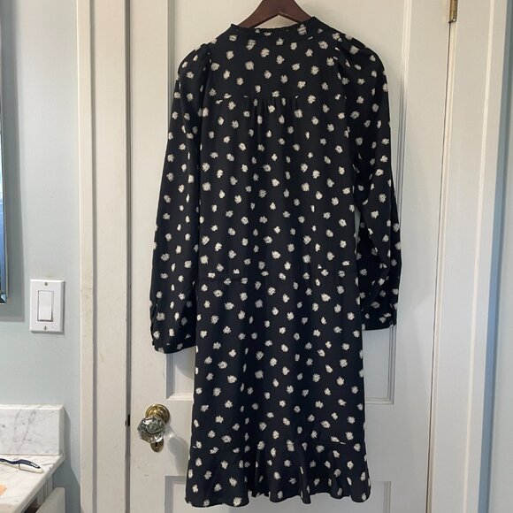 Rebecca Taylor Dandelion-Print Silk Shirtdress, Black 12 - Picture 3 of 7